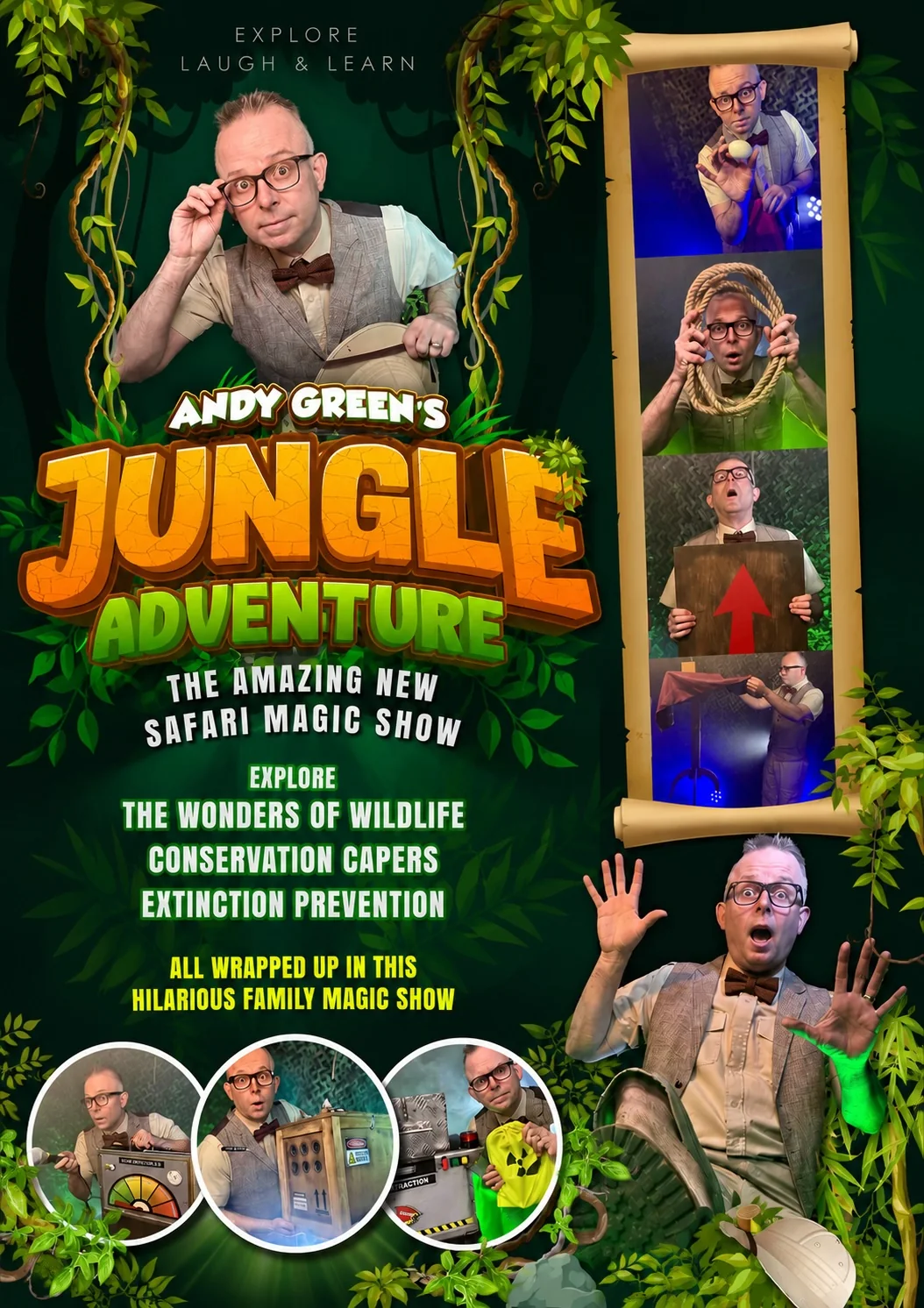 Andy Green's Jungle Adventure family stage show for festivals and theme parks