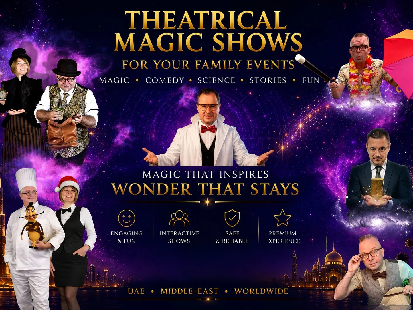 International family entertainment performers for festivals and events in the Middle East